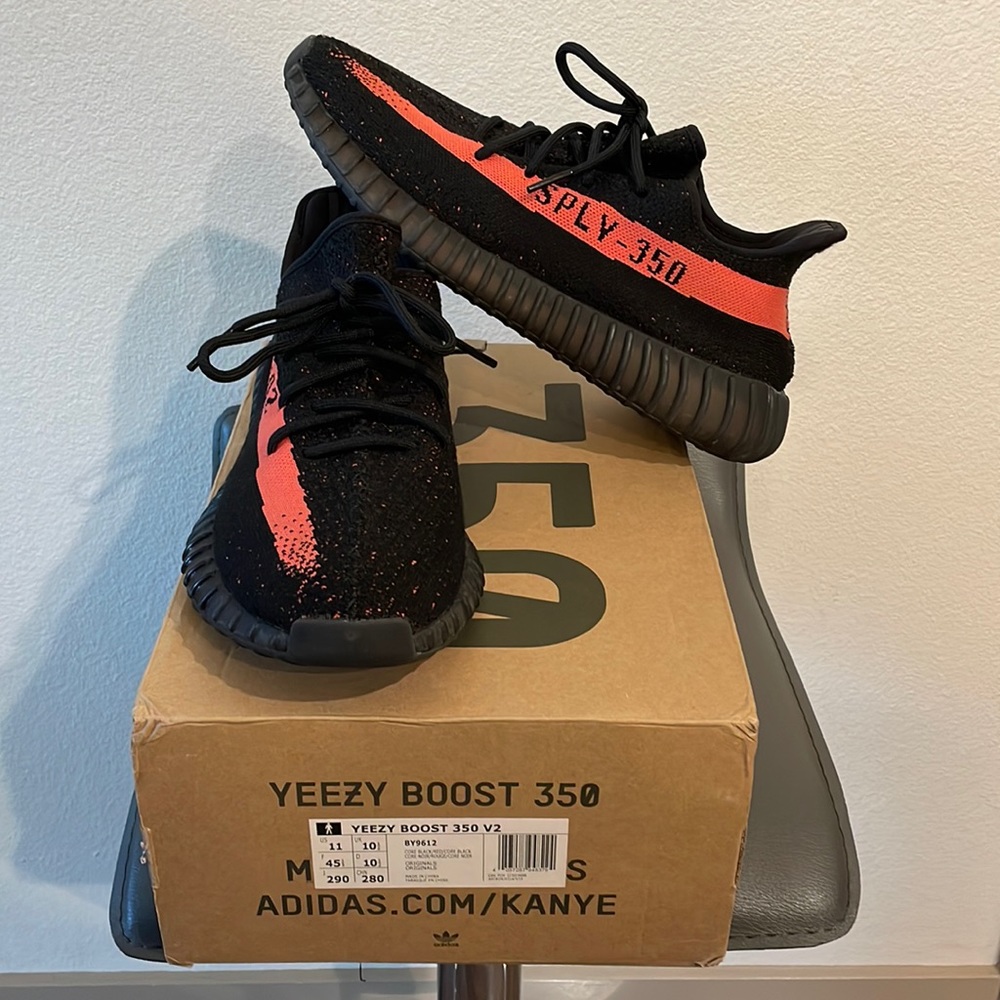 adidas Yeezy Boost SPLY 350 v2 Core Red Black Original Release Prime Knit 11 US